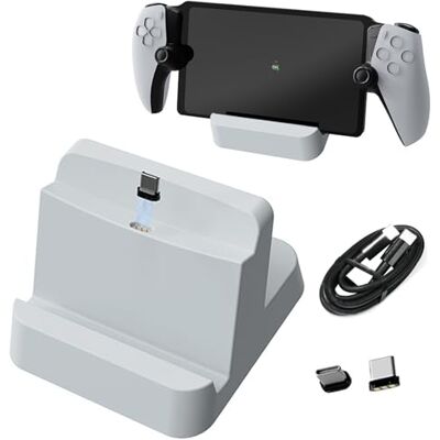 Buziba Base de carregamento rápido para controlador PS5 com porta tipo C para consola de jogos PlayStation Portal (branco) Buziba Base de carregamento rápido para controlador PS5 com porta tipo C para consola de jogos PlayStation Portal (branco)