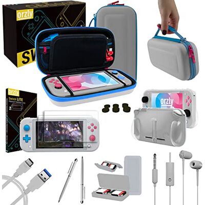 Orzly Pacote de acessórios para Nintendo Switch Lite: Inclui: Protetores de ecrã e capa para Switch Lite consola, capa Comfort Grip, cabo USB, auriculares e muito mais. (Z & Z Edition) Orzly Pacote de acessórios para Nintendo Switch Lite: Inclui: Protetores de ecrã e capa para Switch Lite consola, capa Comfort Grip, cabo USB, auriculares e muito mais. (Z & Z Edition)