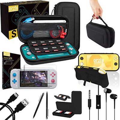 Orzly Paquete de Accesorios para Nintendo Switch Lite – Incluye: Protectores de Pantalla & Funda para Switch Lite Consola, Funda Comfort Grip, Cable USB, Auriculares y más. (Negro) Orzly Paquete de Accesorios para Nintendo Switch Lite – Incluye: Protectores de Pantalla & Funda para Switch Lite Consola, Funda Comfort Grip, Cable USB, Auriculares y más. (Negro)