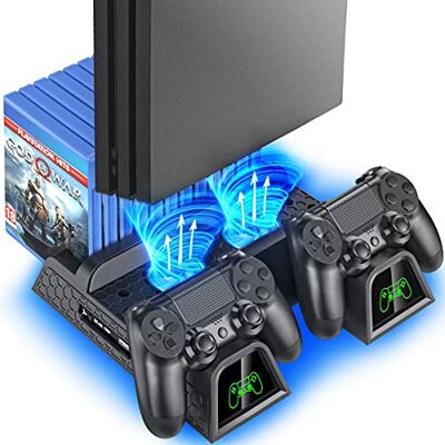 OIVO Suporte para PS4 com Ventoinha de Refrigeração PS4 para PlayStation 4/PS4 Slim/PS4 Pro, Suporte Vertical PS4 Pro com Estação de Carregamento de Controlador PS4 e 12 Ranhuras de Jogo OIVO Suporte para PS4 com Ventoinha de Refrigeração PS4 para PlayStation 4/PS4 Slim/PS4 Pro, Suporte Vertical PS4 Pro com Estação de Carregamento de Controlador PS4 e 12 Ranhuras de Jogo