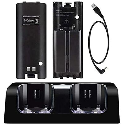 OSTENT Charger Dock Station 2 pacotes de baterias compatível para Nintendo Wii Remote Controller Color Black OSTENT Charger Dock Station 2 pacotes de baterias compatível para Nintendo Wii Remote Controller Color Black