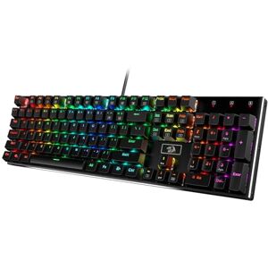 Redragon K556 Teclado mecânico para jogos, design dos EUA. EUA, iluminação RGB de 18 modos, totalmente programável, painel de metal, teclado ergonómico, preto (Interruptor vermelho), US Layout Redragon K556 Teclado mecânico para jogos, design dos EUA. EUA, iluminação RGB de 18 modos, totalmente programável, painel de metal, teclado ergonómico, preto (Interruptor vermelho), US Layout