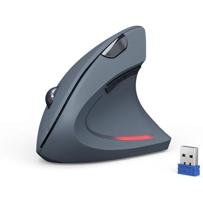 TECKNET 2,4 G rato vertical sem fio, 4800DPI 5 níveis ajustável rato Rato ergonómico silencioso, 6 botões rato ótico com luzes indicadoras para laptop, desktop, PC, MacBook (cinzento) TECKNET 2,4 G rato vertical sem fio, 4800DPI 5 níveis ajustável rato Rato ergonómico silencioso, 6 botões rato ótico com luzes indicadoras para laptop, desktop, PC, MacBook (cinzento)