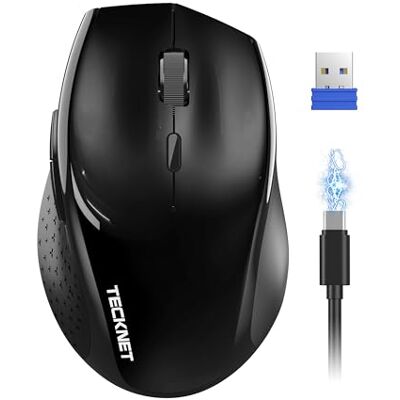 TECKNET Pro rato sem fios recarregável e silencioso, 6400DPI ajustáveis 2,4 GHz rato sem fio, 800 mAh rato ergonómico, rato ótico ergonómico para laptops, Mac, PC e Windows TECKNET Pro rato sem fios recarregável e silencioso, 6400DPI ajustáveis 2,4 GHz rato sem fio, 800 mAh rato ergonómico, rato ótico ergonómico para laptops, Mac, PC e Windows