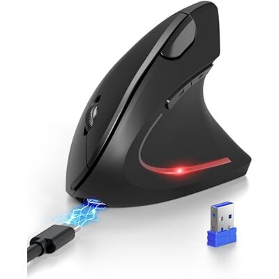 TECKNET Rato Bluetooth ergonómico, rato vertical sem fios recarregável (BT 5.0/3.0 + 2,4 G), 6 níveis de ajuste até 4800 dpi, rato sem fios ótico silencioso para Windows, Mac, portátil TECKNET Rato Bluetooth ergonómico, rato vertical sem fios recarregável (BT 5.0/3.0 + 2,4 G), 6 níveis de ajuste até 4800 dpi, rato sem fios ótico silencioso para Windows, Mac, portátil
