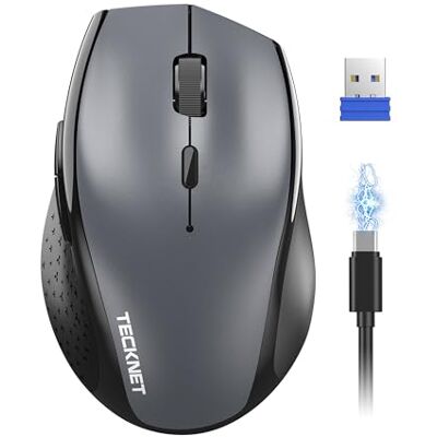 TECKNET Pro rato sem fios recarregável e silencioso, 6400DPI ajustáveis 2,4 GHz rato sem fio, 800 mAh rato ergonómico, rato ótico ergonómico para laptops, Mac, PC e Windows TECKNET Pro rato sem fios recarregável e silencioso, 6400DPI ajustáveis 2,4 GHz rato sem fio, 800 mAh rato ergonómico, rato ótico ergonómico para laptops, Mac, PC e Windows