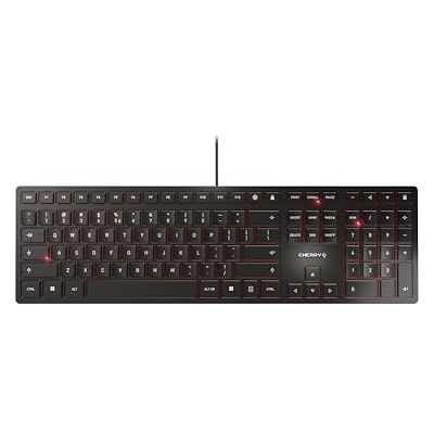 Cherry KC 6000 Slim, distribuição de teclado europeu (QWERTY), design ultraplano, com cabo (USB-A), teclas silenciosas, rotação duradoura, preto Cherry KC 6000 Slim, distribuição de teclado europeu (QWERTY), design ultraplano, com cabo (USB-A), teclas silenciosas, rotação duradoura, preto