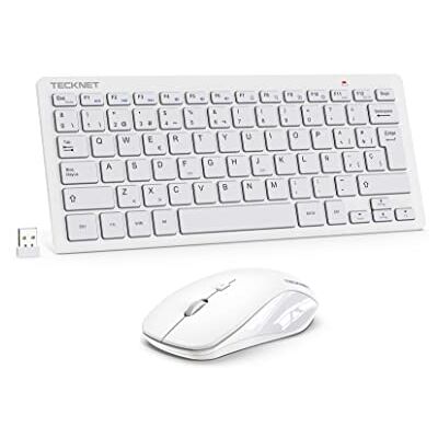 TECKNET Mini Teclado y Raton Inalámbrico Ultra Delgado (QWERTY Español) Bateria adequada duração, toque silencioso, conexão de 15 m, teclado portátil e rato per PC/Smart TV/computador TECKNET Mini Teclado y Raton Inalámbrico Ultra Delgado (QWERTY Español) Bateria adequada duração, toque silencioso, conexão de 15 m, teclado portátil e rato per PC/Smart TV/computador