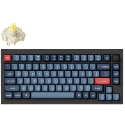 Keychron V1 MAX Teclado mecânico sem fio, design 75% QMK/via programável com Gateron Jupiter Banana Switch Hot-Swappable compatível com Mac Windows Linux versão de botão (ANSI/US) Keychron V1 MAX Teclado mecânico sem fio, design 75% QMK/via programável com Gateron Jupiter Banana Switch Hot-Swappable compatível com Mac Windows Linux versão de botão (ANSI/US)