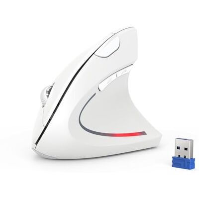 TECKNET 2,4 G rato vertical sem fio, 4800DPI 5 níveis ajustável rato Rato ergonómico silencioso, 6 botões rato ótico com luzes indicadoras para laptop, desktop, PC, MacBook (branco) TECKNET 2,4 G rato vertical sem fio, 4800DPI 5 níveis ajustável rato Rato ergonómico silencioso, 6 botões rato ótico com luzes indicadoras para laptop, desktop, PC, MacBook (branco)