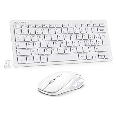 TECKNET Conjunto de teclado e rato sem fios, distribuição QWERTY italiana Italiano QWERTY, 12 atalhos multimédia para computador, PC, portátil, secretária, Smart TV Android, branco TECKNET Conjunto de teclado e rato sem fios, distribuição QWERTY italiana Italiano QWERTY, 12 atalhos multimédia para computador, PC, portátil, secretária, Smart TV Android, branco