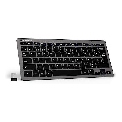 TECKNET Mini teclado sem fios 2,4 G ultra fino, teclado USB com a Ñ Espanhol teclado sem fios computador portátil para PC, Android Smart TV, computadores portáteis TECKNET Mini teclado sem fios 2,4 G ultra fino, teclado USB com a Ñ Espanhol teclado sem fios computador portátil para PC, Android Smart TV, computadores portáteis