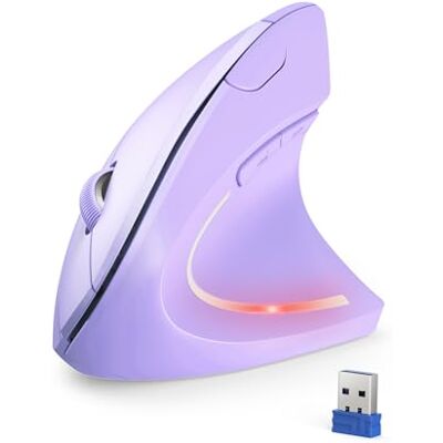TECKNET 2,4 G rato vertical sem fio, 4800DPI 5 níveis ajustável rato Rato ergonómico silencioso, 6 botões rato ótico com luzes indicadoras para laptop, desktop, PC, MacBook (roxo) TECKNET 2,4 G rato vertical sem fio, 4800DPI 5 níveis ajustável rato Rato ergonómico silencioso, 6 botões rato ótico com luzes indicadoras para laptop, desktop, PC, MacBook (roxo)