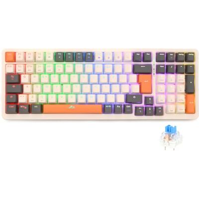 Rii RK999 Teclado 96% Mecânico Gaming, 3 Modos de Conectividade, Retroiluminação LED, Layout Espanhol (Interruptores Azuis) Rii RK999 Teclado 96% Mecânico Gaming, 3 Modos de Conectividade, Retroiluminação LED, Layout Espanhol (Interruptores Azuis)