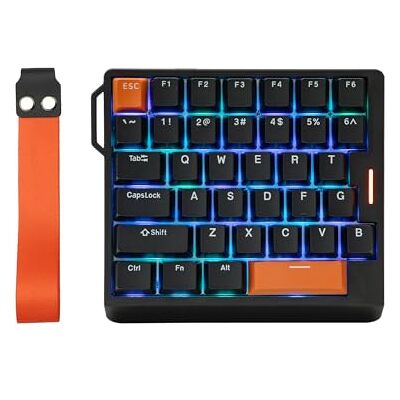EPOMAKER HE30 Teclado Gaming magnético de uma mão com efeito Hall, preto Cabo, sondagem de 8000 e 0,125 ms, SOCD & Snap Key, disparo ajustável, teclas PBT, RGB, software personalizado, para PC/Mac EPOMAKER HE30 Teclado Gaming magnético de uma mão com efeito Hall, preto Cabo, sondagem de 8000 e 0,125 ms, SOCD & Snap Key, disparo ajustável, teclas PBT, RGB, software personalizado, para PC/Mac