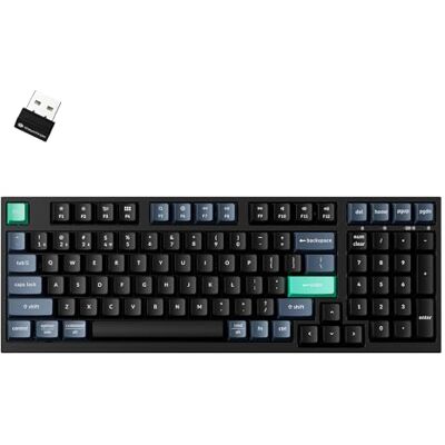 Keychron Teclado sem fios B35, teclado de computador de 98 teclas com Teclado de membrana de 2,4 GHz/Bluetooth/cabo, lançador programável, teclas de tesoura silenciosas, ergonómico para Mac Keychron Teclado sem fios B35, teclado de computador de 98 teclas com Teclado de membrana de 2,4 GHz/Bluetooth/cabo, lançador programável, teclas de tesoura silenciosas, ergonómico para Mac
