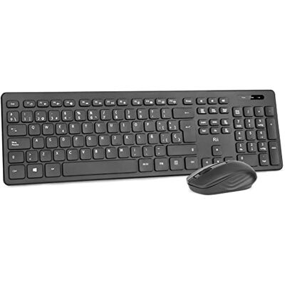 Rii RK200 2,4 Ghz Combo rato e teclado sem fios para Android/Windows/Mac/Linux e outros dispositivos com USB-QWERTY espanhol, cor preta Rii RK200 2,4 Ghz Combo rato e teclado sem fios para Android/Windows/Mac/Linux e outros dispositivos com USB-QWERTY espanhol, cor preta