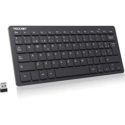 TECKNET Mini Teclado Sem Fios 2.4G Ultra Fino, Teclado Sem Fios USB para Computador Portátil para PC, Android Smart TV, Laptops (Espanhol, com a Ñ) Español Teclado Inalámbrico Ordenador Portátil para PC, Android Smart TV, Laptops TECKNET Mini Teclado Sem Fios 2.4G Ultra Fino, Teclado Sem Fios USB para Computador Portátil para PC, Android Smart TV, Laptops (Espanhol, com a Ñ) Español Teclado Inalámbrico Ordenador Portátil para PC, Android Smart TV, Laptops