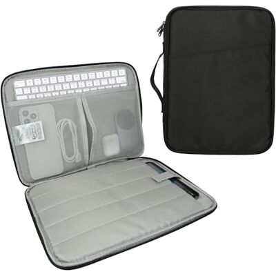 kwmobile Estojo e teclado Bluetooth Capa para guardar Magic Keyboard K380 K480 e Tablet 12,9" 13" com bolsos extra e fecho de correr preto kwmobile Estojo e teclado Bluetooth Capa para guardar Magic Keyboard K380 K480 e Tablet 12,9" 13" com bolsos extra e fecho de correr preto