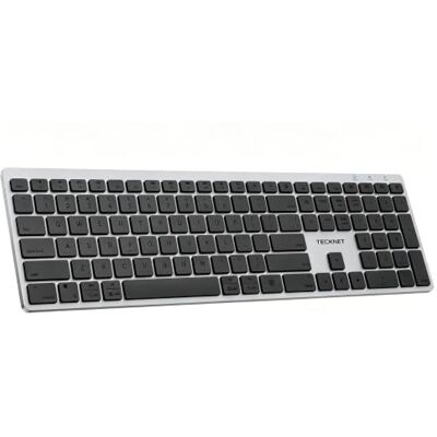 TECKNET Teclado Bluetooth sem fio, 4 dispositivos de comutação (2,4 G BT), USB C recarregável, teclado sem fios ultrafino de tamanho completo para PC/tablet/Windows/MacOS, design italiano TECKNET Teclado Bluetooth sem fio, 4 dispositivos de comutação (2,4 G BT), USB C recarregável, teclado sem fios ultrafino de tamanho completo para PC/tablet/Windows/MacOS, design italiano
