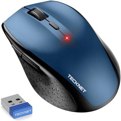 TECKNET Rato sem fio, 4800Dpi 6 níveis rato ergonómico sem fios, 2,4 GHz rato silencioso sem fios com recetor USB, bateria de 30 meses, compatível com PC, Mac, portátil azul TECKNET Rato sem fio, 4800Dpi 6 níveis rato ergonómico sem fios, 2,4 GHz rato silencioso sem fios com recetor USB, bateria de 30 meses, compatível com PC, Mac, portátil azul