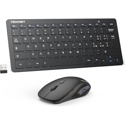 TECKNET Jogo de teclado e rato sem fios para PC, design QWERTY italiano TECKNET Jogo de teclado e rato sem fios para PC, design QWERTY italiano