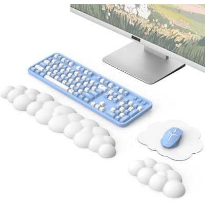 MoKo Assento de Pulso de Nuvem, Jogo de Assento Ergonômico com Tapete de Teclado e Rato, Tapete de Espuma com Memória, Suporte de Pulso para Escritório, Jogos, Computador, Portátil, Branco Reposa Muñeca Ergonómico Nube Para Teclado Y Ratón, Piel PU Mejo MoKo Assento de Pulso de Nuvem, Jogo de Assento Ergonômico com Tapete de Teclado e Rato, Tapete de Espuma com Memória, Suporte de Pulso para Escritório, Jogos, Computador, Portátil, Branco Reposa Muñeca Ergonómico Nube Para Teclado Y Ratón, Piel PU Mejo