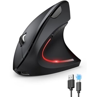 TECKNET Rato ergonómico recarregável, 4800DPI 2,4 GHz rato vertical Silencioso 2,4 G, LED para computadores, portáteis, Mac, PC, Windows TECKNET Rato ergonómico recarregável, 4800DPI 2,4 GHz rato vertical Silencioso 2,4 G, LED para computadores, portáteis, Mac, PC, Windows