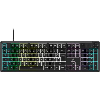 Corsair Clavier gaming filaire a membrane K55 CORE RGB Interruptores reativos, resistência a salpicos, Ten-Zone RGB, teclas multimédia, compatível com iCUE, PC, Mac Corsair Clavier gaming filaire a membrane K55 CORE RGB Interruptores reativos, resistência a salpicos, Ten-Zone RGB, teclas multimédia, compatível com iCUE, PC, Mac