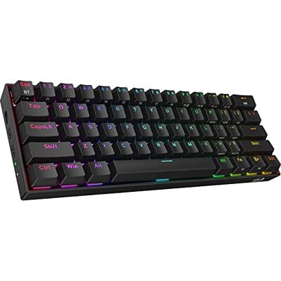 Redragon K530 Pro Draconic 60% BT Teclado mecânico sem fios com cabo e 2,4 GHz, 61 teclas, RGB intercambiável a quente com interruptor vermelho linear, para Windows/Mac/Android, US Layout Redragon K530 Pro Draconic 60% BT Teclado mecânico sem fios com cabo e 2,4 GHz, 61 teclas, RGB intercambiável a quente com interruptor vermelho linear, para Windows/Mac/Android, US Layout