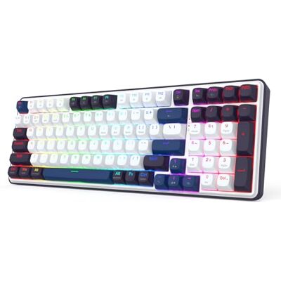 Redragon K744 Pro Teclado sem fios RGB para jogos de 99 teclas, teclado mecânico de 3 modos, ligação de troca a quente, teclas redondas PBT, amortecimento de ruído de 5 camadas, US Layout Redragon K744 Pro Teclado sem fios RGB para jogos de 99 teclas, teclado mecânico de 3 modos, ligação de troca a quente, teclas redondas PBT, amortecimento de ruído de 5 camadas, US Layout