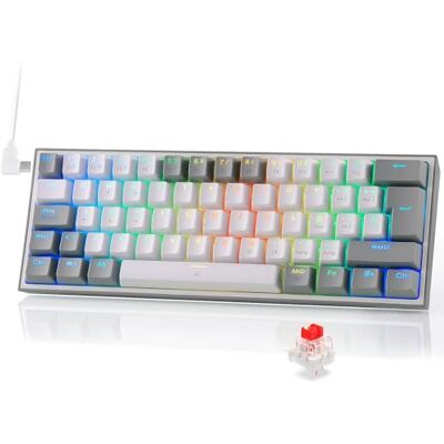 Redragon K617 Fizz 60% de disposição QWERTY ES teclado Gaming, LED iluminação teclado para jogos com cabo USB-C, teclado ultra compacto 62 teclas, hot swap interruptores vermelhos para PC/Windows Redragon K617 Fizz 60% de disposição QWERTY ES teclado Gaming, LED iluminação teclado para jogos com cabo USB-C, teclado ultra compacto 62 teclas, hot swap interruptores vermelhos para PC/Windows