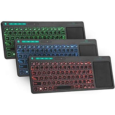 Rii RT518 Teclado sem fios recarregável com luz tricolor e design ultra fino (preto-2,4 G) Rii RT518 Teclado sem fios recarregável com luz tricolor e design ultra fino (preto-2,4 G)