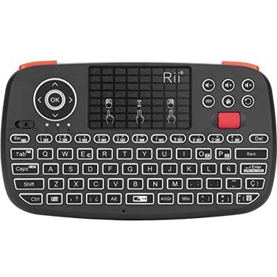 Rii i4 Mini Bluetooth Teclado sem fio retroiluminado, 2 em 1 (Bluetooth & Wireless 2,4 GHz), QWERTY espanhol, para iOS, Android, Windows Bluetooth & Wireless 2.4 GHz, QWERTY español, para iOS Rii i4 Mini Bluetooth Teclado sem fio retroiluminado, 2 em 1 (Bluetooth & Wireless 2,4 GHz), QWERTY espanhol, para iOS, Android, Windows Bluetooth & Wireless 2.4 GHz, QWERTY español, para iOS
