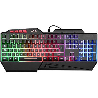 Rii Teclado Gaming, RK202, retroiluminado LED com cabo USB para PC/Laptop / PS4 / Xbox One (Espanhol, preto) Rii Teclado Gaming, RK202, retroiluminado LED com cabo USB para PC/Laptop / PS4 / Xbox One (Espanhol, preto)