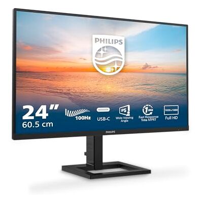 Philips 24E1N1300AM Monitor FHD de 24 Polegadas, Altura Regulável, Alto-falantes (1920x1080, 100 Hz, HDMI, USB-C (65W Power Delivery) Hub USB) Preto Philips 24E1N1300AM Monitor FHD de 24 Polegadas, Altura Regulável, Alto-falantes (1920x1080, 100 Hz, HDMI, USB-C (65W Power Delivery) Hub USB) Preto