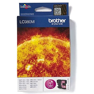 Brother LC-980M Magenta Ink Cartridge, 74 x 12 x 93 mm, 55 g, 36 g, 86 x 25 x 123 mm Brother LC-980M Magenta Ink Cartridge, 74 x 12 x 93 mm, 55 g, 36 g, 86 x 25 x 123 mm
