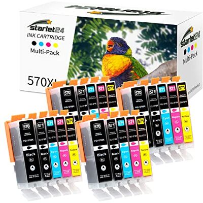 Starlet24 20x Cartuchos de Tinta Compatíveis com Canon PGI-570 CLI-571 XL para Pixma MG5700 MG5750 MG5751 MG6800 MG6850 MG7750 TS5000 TS5050 (4 PGBK 4 Preto 4 Ciano 4 Magenta 4 Amarelo) Starlet24 20x Cartuchos de Tinta Compatíveis com Canon PGI-570 CLI-571 XL para Pixma MG5700 MG5750 MG5751 MG6800 MG6850 MG7750 TS5000 TS5050 (4 PGBK 4 Preto 4 Ciano 4 Magenta 4 Amarelo)