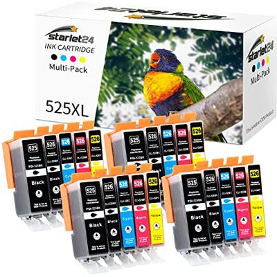 Starlet24 20 x cartuchos de tinta compatíveis para Canon PGI-525 CLI-526 Starlet24 20 x cartuchos de tinta compatíveis para Canon PGI-525 CLI-526