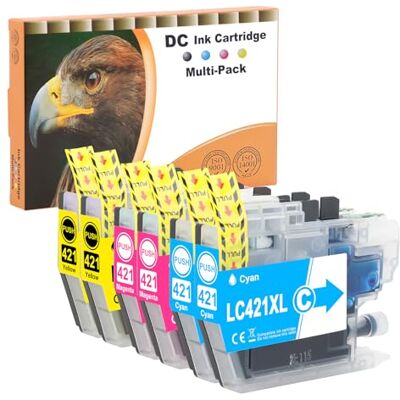 D&C LC421XL Cartuchos de impressora compatíveis com Brother LC421 XL Multipack para Brother DCP-J1050DW MFC-J1010DW DCP-J1140DW cartucho (ciano, magenta, amarelo, 6 unidades) D&C LC421XL Cartuchos de impressora compatíveis com Brother LC421 XL Multipack para Brother DCP-J1050DW MFC-J1010DW DCP-J1140DW cartucho (ciano, magenta, amarelo, 6 unidades)