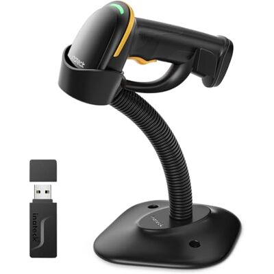 Inateck Scanner de código de barras 2D com suporte inteligente, leitor código barras sem fios, barco scanner com App e SDK, imagem 2D com bateria de 2600 mAh, BCST-35 Inateck Scanner de código de barras 2D com suporte inteligente, leitor código barras sem fios, barco scanner com App e SDK, imagem 2D com bateria de 2600 mAh, BCST-35