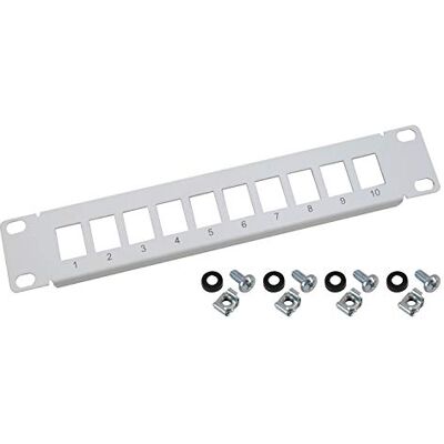 HMF 63345-07 UTP Keystone Painel de conexão para armário de servidores (10 polegadas, 1 U, 10 portas RJ45), cinzento claro HMF 63345-07 UTP Keystone Painel de conexão para armário de servidores (10 polegadas, 1 U, 10 portas RJ45), cinzento claro