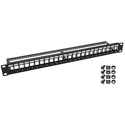 HMF 66445-02 UTP Keystone Painel de conexão para armário de servidores (19", 1U, 24 portas RJ45), preto HMF 66445-02 UTP Keystone Painel de conexão para armário de servidores (19", 1U, 24 portas RJ45), preto