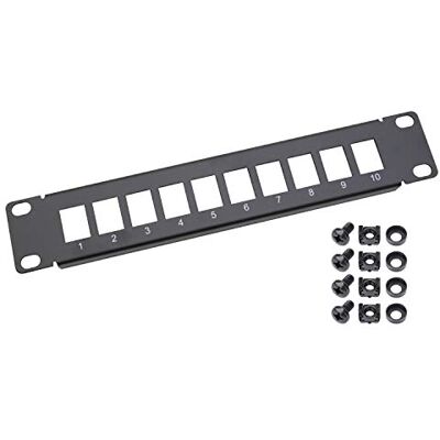 HMF 63345-02 UTP Keystone Painel de conexão para armário de servidores (10 polegadas, 1 U, 10 portas RJ45), cor preta HMF 63345-02 UTP Keystone Painel de conexão para armário de servidores (10 polegadas, 1 U, 10 portas RJ45), cor preta
