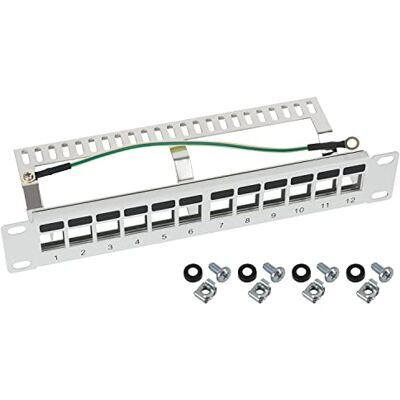 HMF 63346-07 STP Keystone Painel de conexão para armário de servidor (10 polegadas, 1 U, 12 portas RJ45, montado, cinzento claro) HMF 63346-07 STP Keystone Painel de conexão para armário de servidor (10 polegadas, 1 U, 12 portas RJ45, montado, cinzento claro)