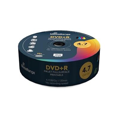 MediaRange Cake Box imprimível caixa de DVD + R 4,7 GB 16x (25) CB para impressão, branco MediaRange Cake Box imprimível caixa de DVD + R 4,7 GB 16x (25) CB para impressão, branco