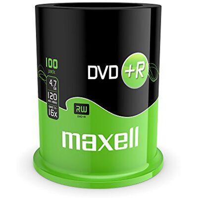 Maxell DVD+R 4,7 GB 100pk DVD+RW virgens (4,7 GB, DVD+R, 120 min, eixo) Maxell DVD+R 4,7 GB 100pk DVD+RW virgens (4,7 GB, DVD+R, 120 min, eixo)