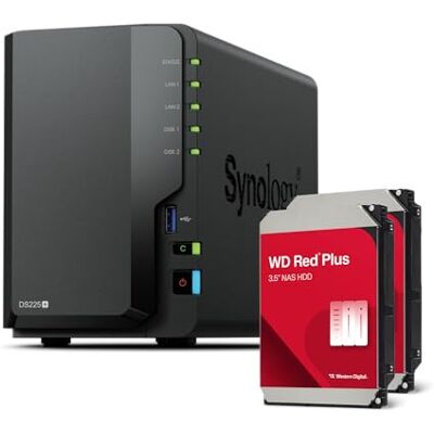 Synology DS225+ Bundle 24TB Western Digital (WD Red Plus 2 x 12TB) 2-Bay Plus série Intel Celeron J4125 Quad-Core, 2 GB DDR4 SODIMM não ECC, 1 x 2,5 GbE e 1 porta LAN RJ-45555555 1 g BE Synology DS225+ Bundle 24TB Western Digital (WD Red Plus 2 x 12TB) 2-Bay Plus série Intel Celeron J4125 Quad-Core, 2 GB DDR4 SODIMM não ECC, 1 x 2,5 GbE e 1 porta LAN RJ-45555555 1 g BE