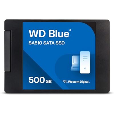 Western Digital WD Blue SA510 500 GB SATA 2,5" Unidade de estado sólido SSD, velocidades de leitura de até 560 MB/s, 2,5" SATA SSD, Acronis True Image, clona todo o disco rígido, renove o seu computador Western Digital WD Blue SA510 500 GB SATA 2,5" Unidade de estado sólido SSD, velocidades de leitura de até 560 MB/s, 2,5" SATA SSD, Acronis True Image, clona todo o disco rígido, renove o seu computador