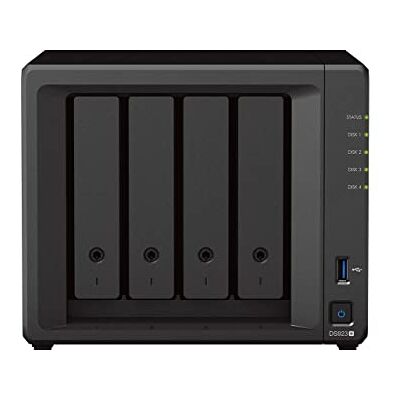 Synology DS923 Estação de disco NAS de 4 baías (AMD Ryzen™ 4 fios R1600 Dual-Core 4 GB Ram 2 x RJ-45 1 GbE LAN-Port), embalagem de 16 TB com 4 x 4 TB Seagate IronWolf Synology DS923 Estação de disco NAS de 4 baías (AMD Ryzen™ 4 fios R1600 Dual-Core 4 GB Ram 2 x RJ-45 1 GbE LAN-Port), embalagem de 16 TB com 4 x 4 TB Seagate IronWolf